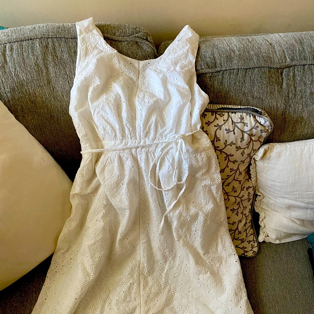 White eyelet maternity dress